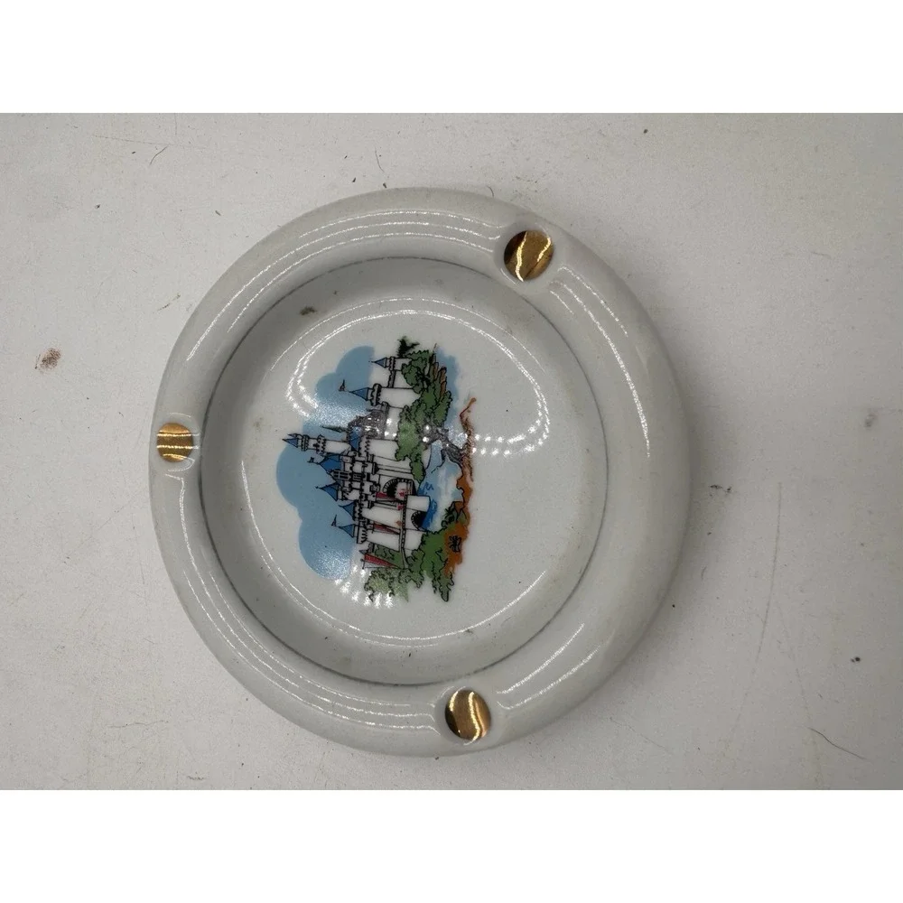 Vintage Disneyland Souvenir Ashtray SLEEPING BEAUTY CASTLE Japan Gold